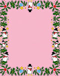 Pink Snowman Pine Branch Star Arrangement Rug