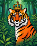 Regal Crowned Tiger Jungle Scene Rug