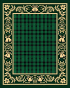 Emerald Green Plaid Bordered Bells Rug