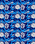 Deep Blue White Leaf Medallion Rug