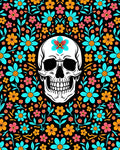 Floral Skull Bright Multicolor Rug