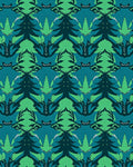 Deep Teal Green Forest Symmetry Rug