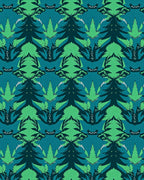 Deep Teal Green Forest Symmetry Rug