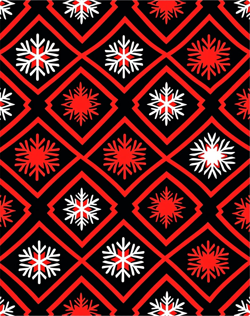 Red Black Snowflake Diamond Array Rug
