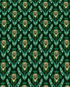 Emerald Green Floral Petal Arrangement Rug