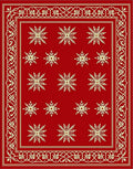 Crimson Ornamental Starburst Border Rug