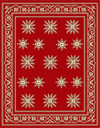 Crimson Ornamental Starburst Border Rug