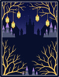 Golden Tree Night Castle Lanterns Rug