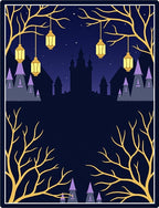 Golden Tree Night Castle Lanterns Rug