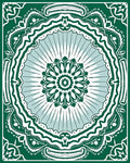 Emerald Green Floral Medallion Concentric Rug