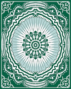 Emerald Green Floral Medallion Concentric Rug