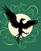 Mystic Black Griffin Moon Swirls Rug