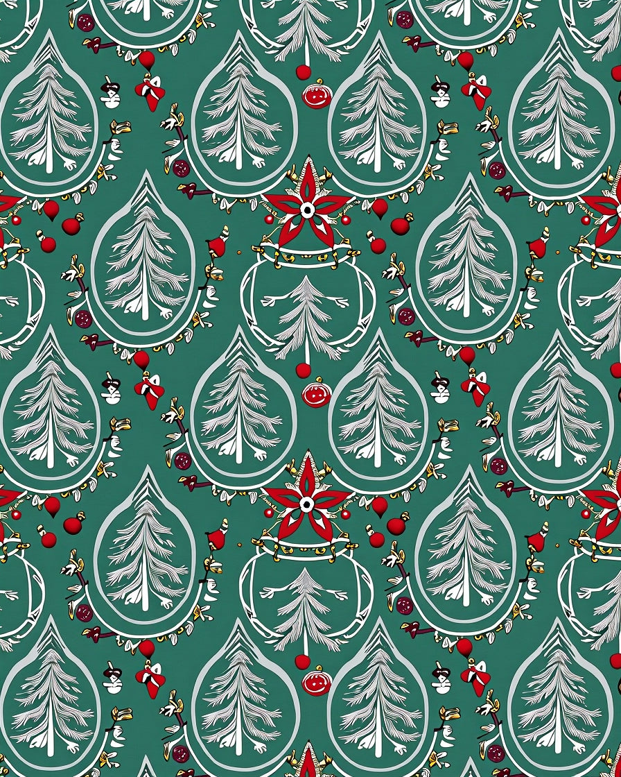 Emerald Green Christmas Tree Garland Rug
