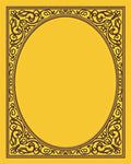 Ornate Golden Scrollwork Oval Frame Rug