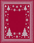 Crimson Trees Snowflakes Folk Rug