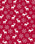 Festive Red White Reindeer Snowflake Rug