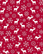 Festive Red White Reindeer Snowflake Rug
