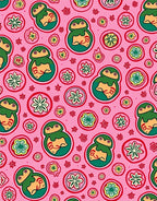 Whimsical Pink Figures Floral Bloom Rug