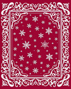 Crimson Snowflake Bordered Snowflakes Rug