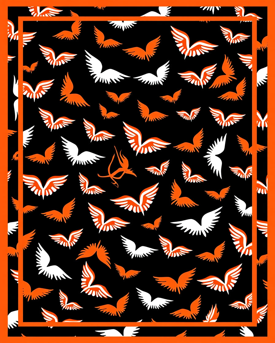 Fiery Orange White Winged Creatures Rug