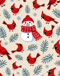 Charming Red Cardinals Snowman Winter Scene Rug