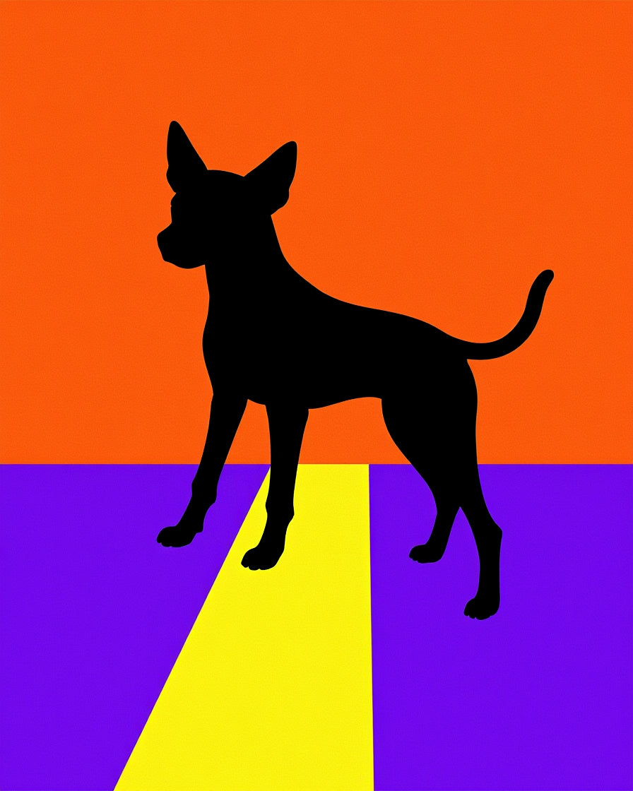 Bold Orange Purple Dog Graphic Rug