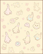 Kawaii Pastel Creatures Scattered Floral Rug