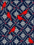 Cardinal Red Snowflake Navy Christmas Rug