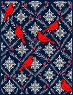 Cardinal Red Snowflake Navy Christmas Rug