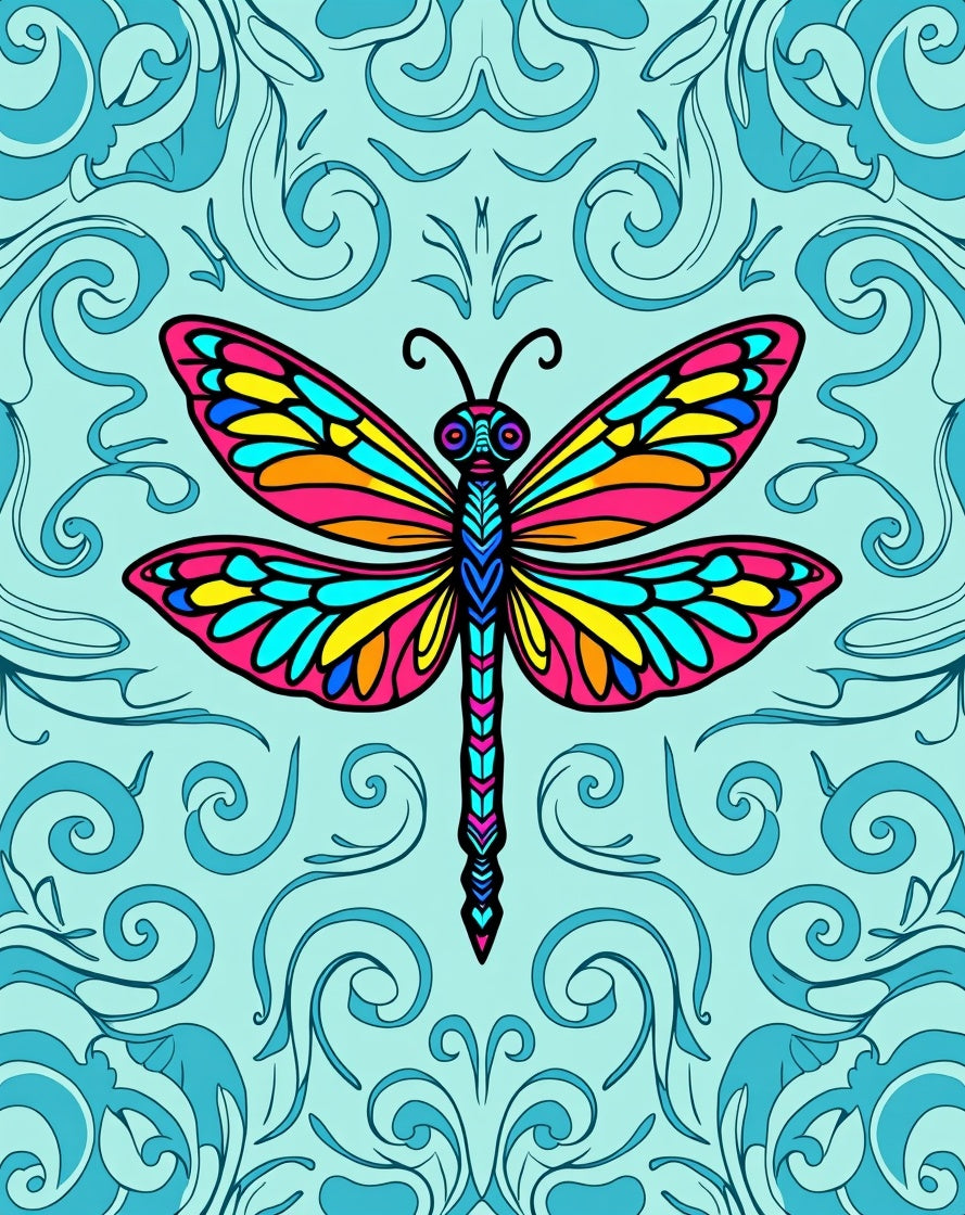 Vibrant Dragonfly Teal Swirl Rug