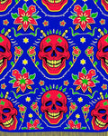 Vibrant Red Skull Blue Floral Harmony Rug