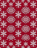 Crimson White Snowflake Winter Medallion Rug