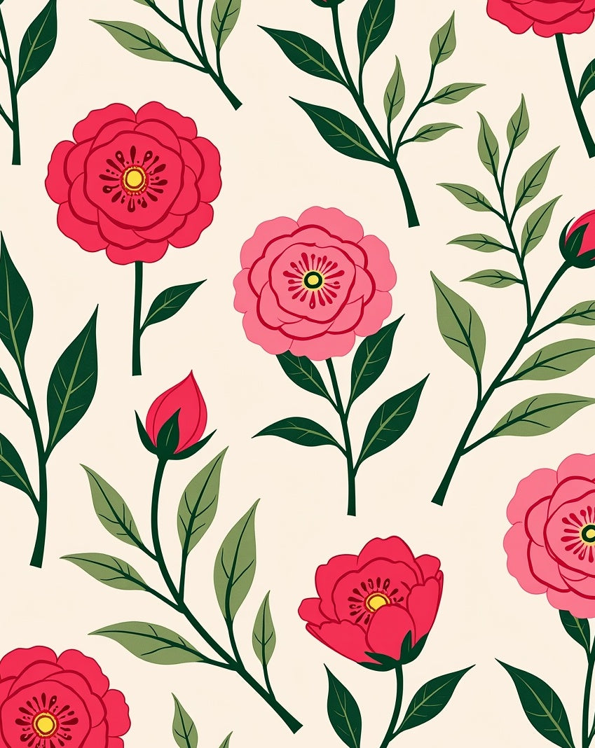 Vintage Pink and Red Floral Sprigs Rug
