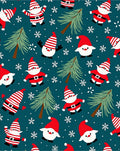 Festive Red Santas Pine Trees Snowflakes Teal Rug