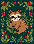 Whimsical Raccoon Berry Woodland Frame Rug