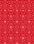 Crimson White Geometric Medallion Square Rug