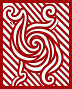 Red Bold Swirl Bamboo Stripes Rug