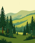 Evergreen Forest Landscape Hills Rug