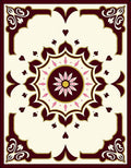 Crimson Floral Medallion Golden Accents Rug