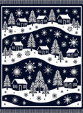 Navy White Snowy Village Forest Rug
