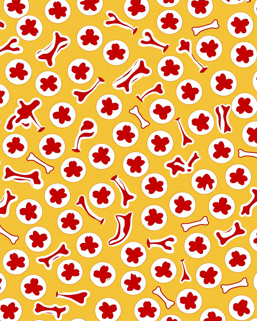 Red Bone Flower Scatter Rug