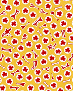 Red Bone Flower Scatter Rug