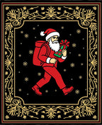 Festive Red Santa Snowfall Garland Rug