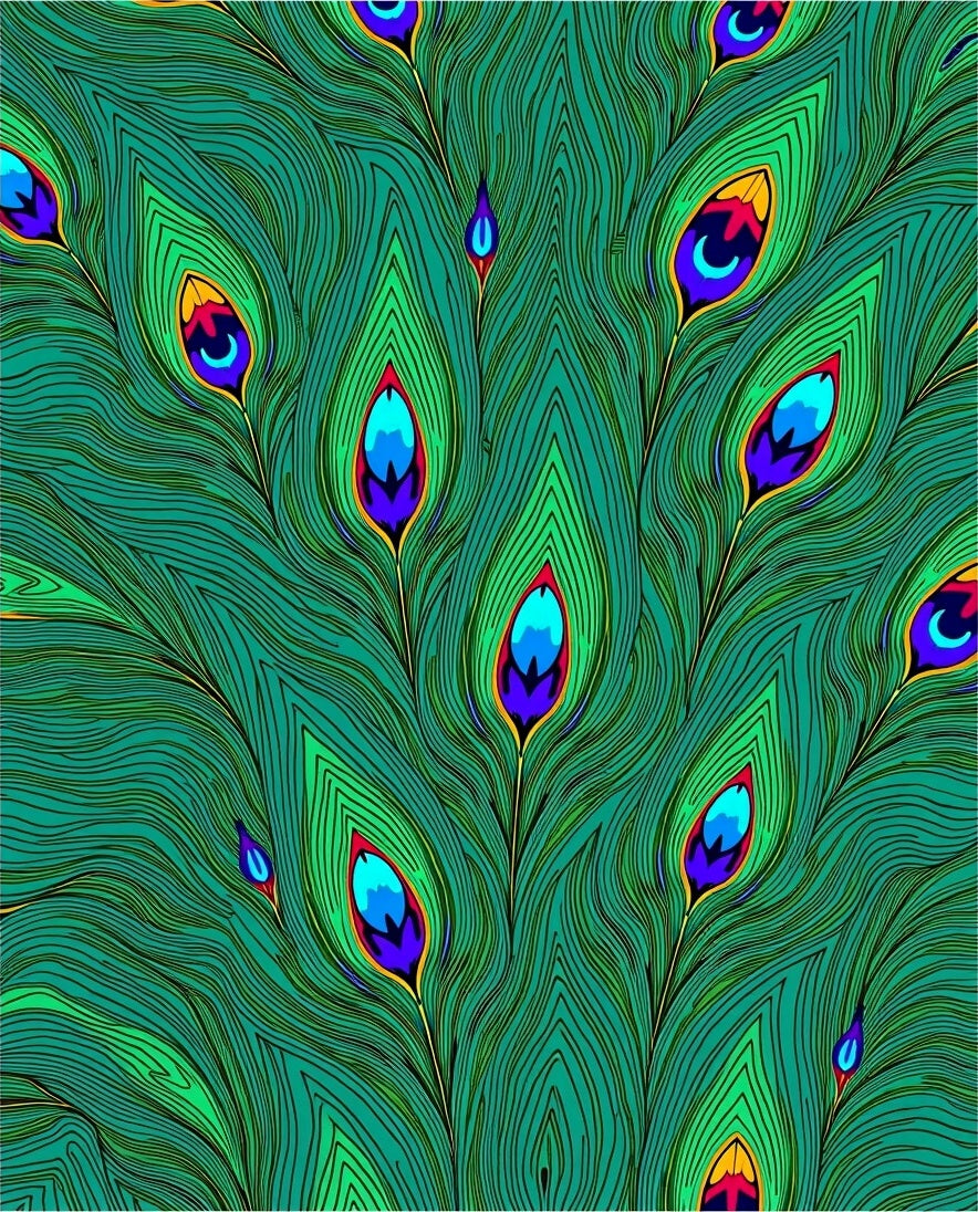 Emerald Peacock Feather Swirl Rug