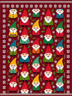 Charming Gnomes Festive Red Background Rug