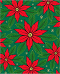 Bold Red Poinsettia Green Snowflakes Rug