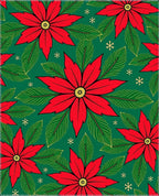 Bold Red Poinsettia Green Snowflakes Rug