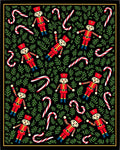Festive Red Nutcrackers Candy Canes Greenery Rug