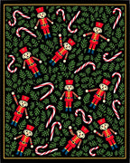 Festive Red Nutcrackers Candy Canes Greenery Rug