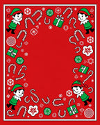 Whimsical Elf Candy Cane Gift Rug